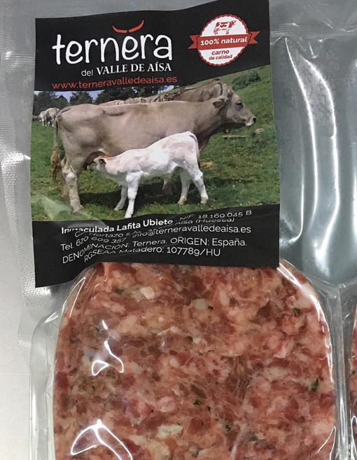 Hamburguesa de ternera del Valle de Aísa carne del Pirineo con alimentación natural al 100%